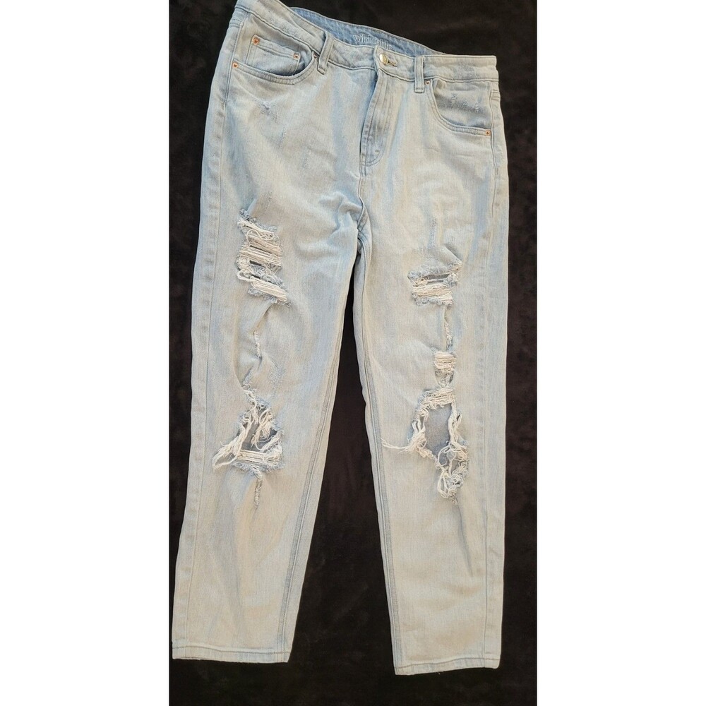 Wild Fable Jeans Women's Size 12 Light Wash Distressed Rigid Denim High Rise Mom